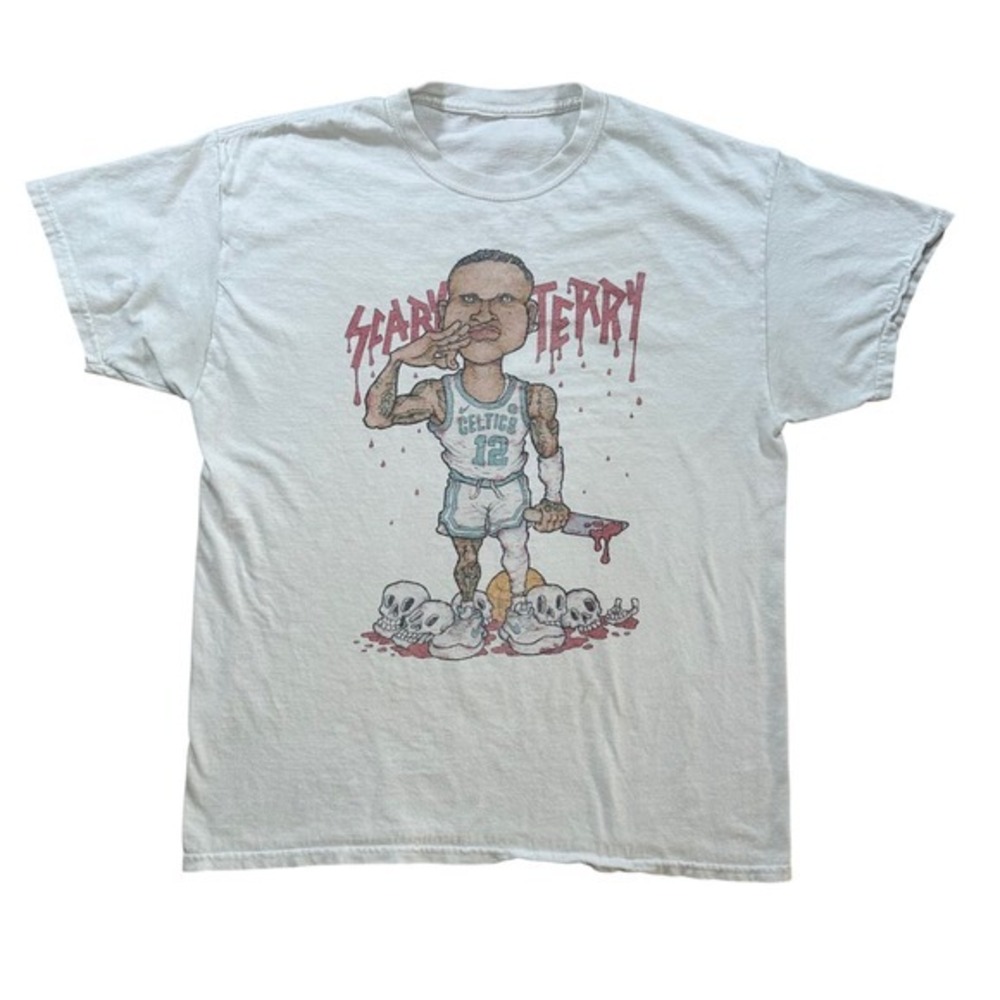 Scary Terry Boston Celtics Basketball Graphic Shirt‎ Cartoon Bobble Halloween L
